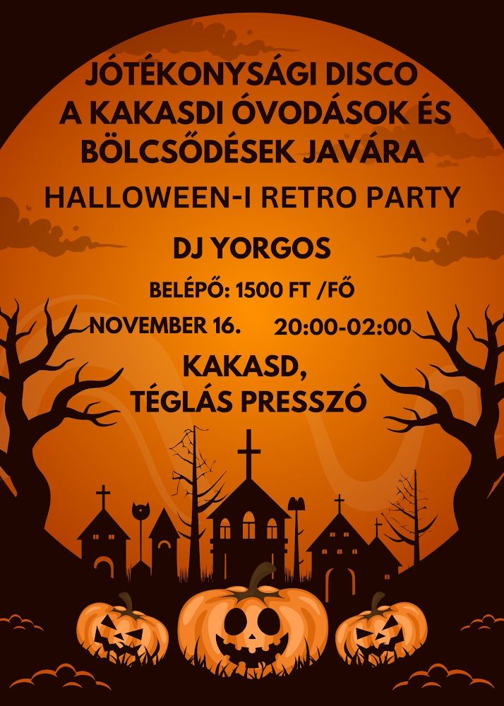 Halloween-i Retro Party a kakasdi \u00f3vod\u00e1sok \u00e9s b\u00f6lcs\u0151d\u00e9sek jav\u00e1ra