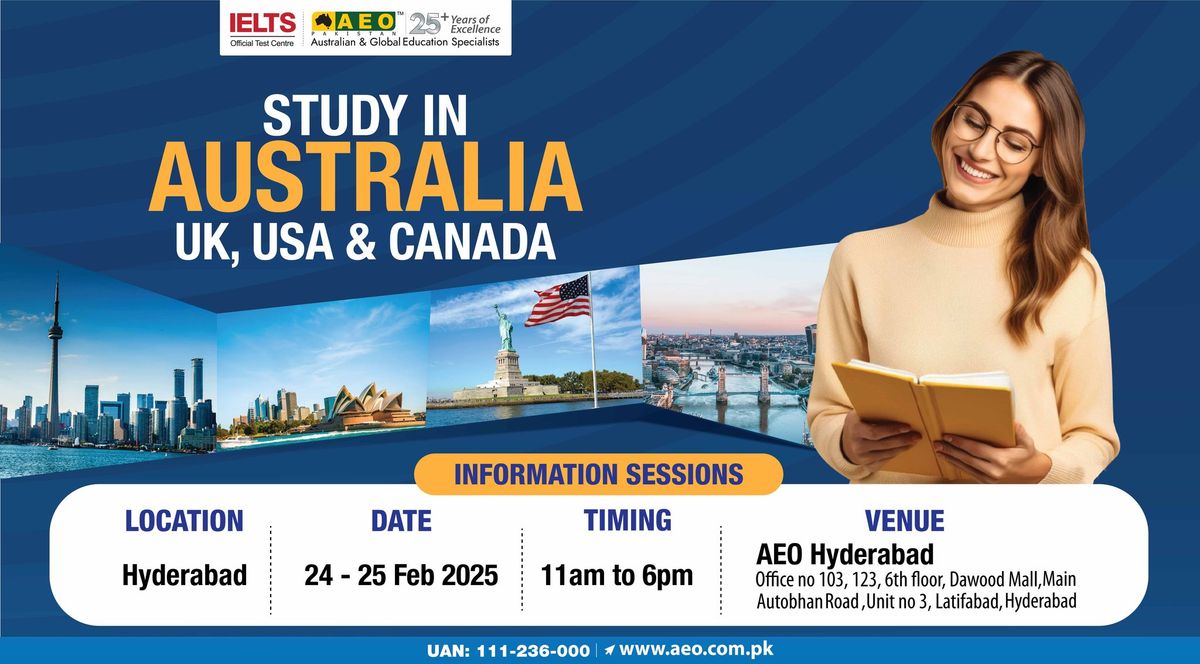 Study in Australia, UK, USA and Canada at AEO Hyderabad Office