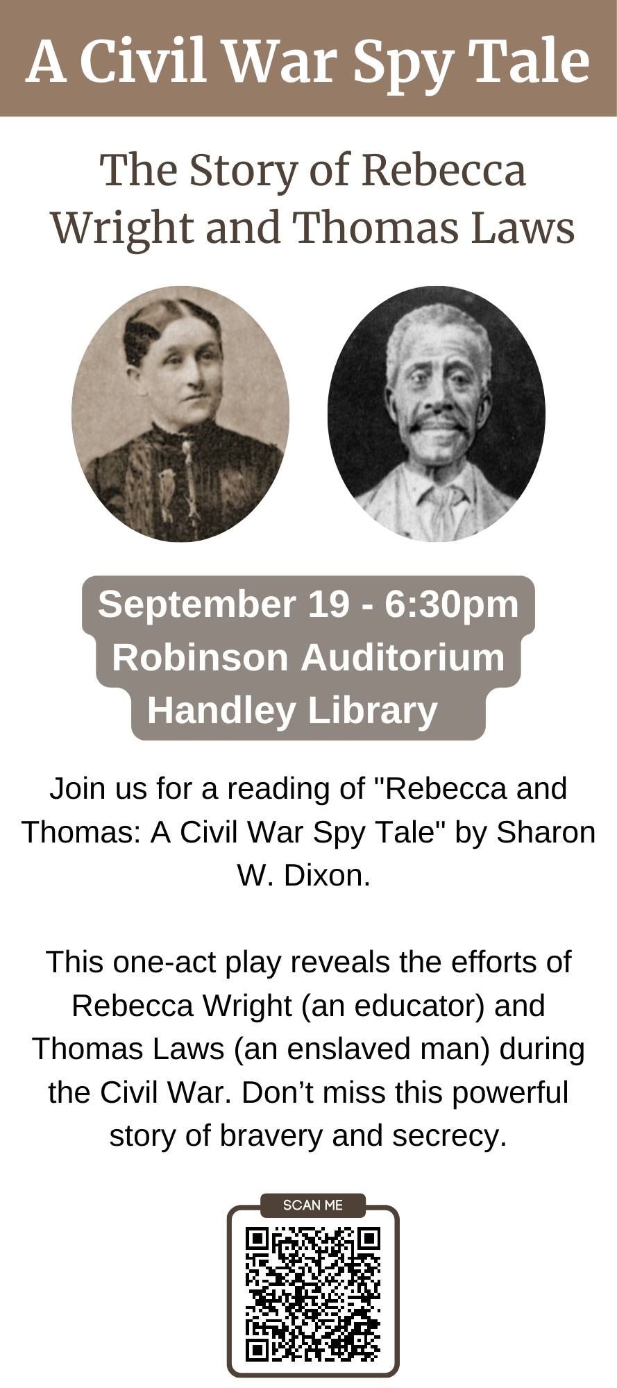 Readers Theatre Presents: Rebecca and Thomas: A Civil War Spy Tale