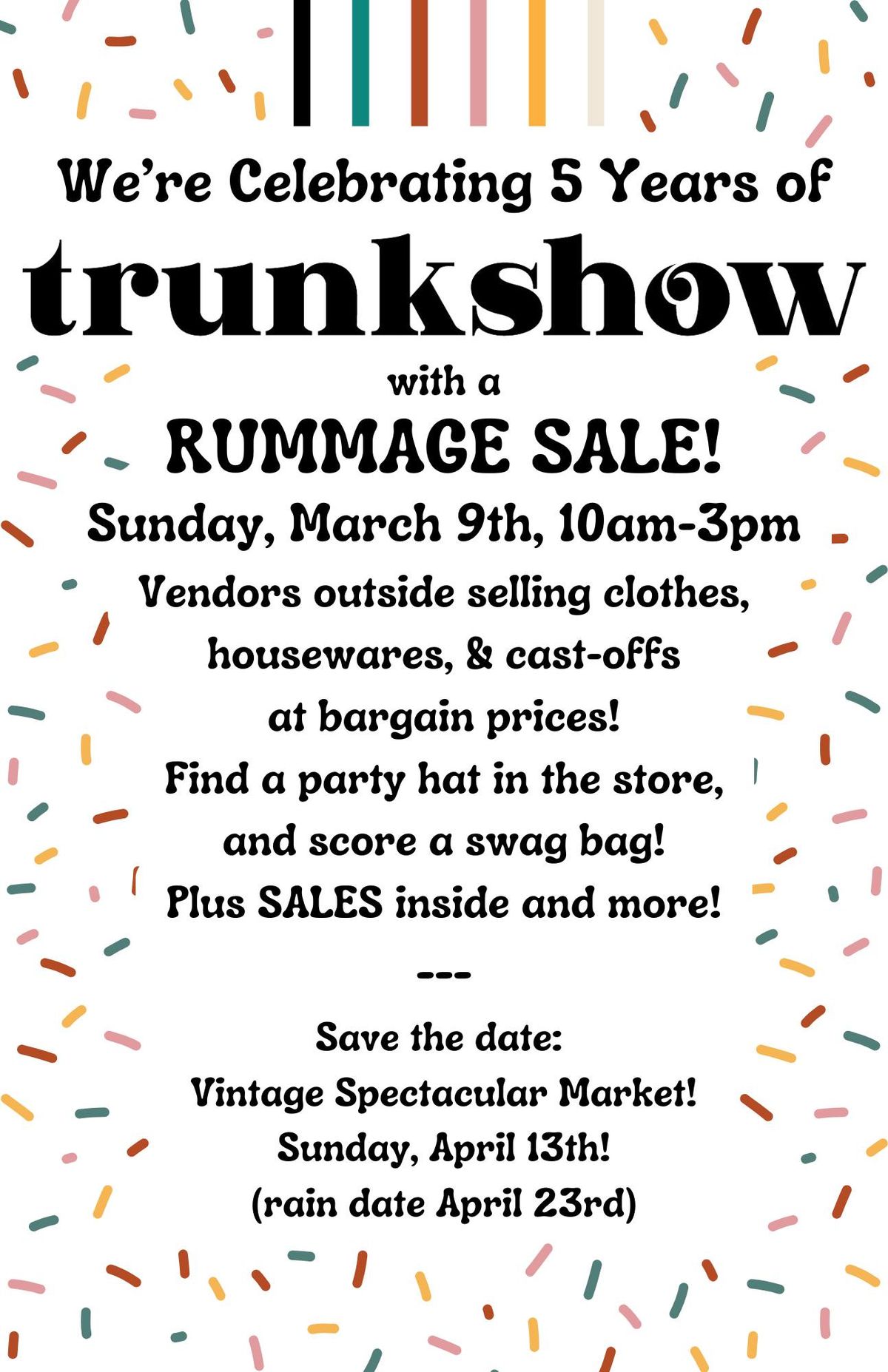 5 year Anniversary RUMMAGE SALE!