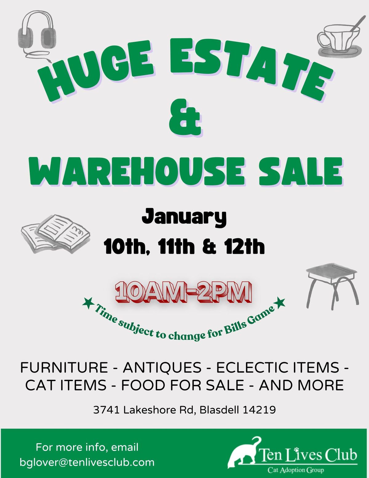 Estate & Warehouse Sale at Ten Lives Club