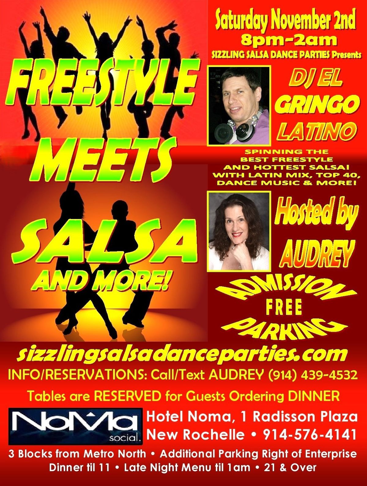 Sat 11\/2--FREESTYLE MEETS SALSA & MORE!--DJ EL GRINGO LATINO-FREE Admission\/Parking-Hosted by AUDREY