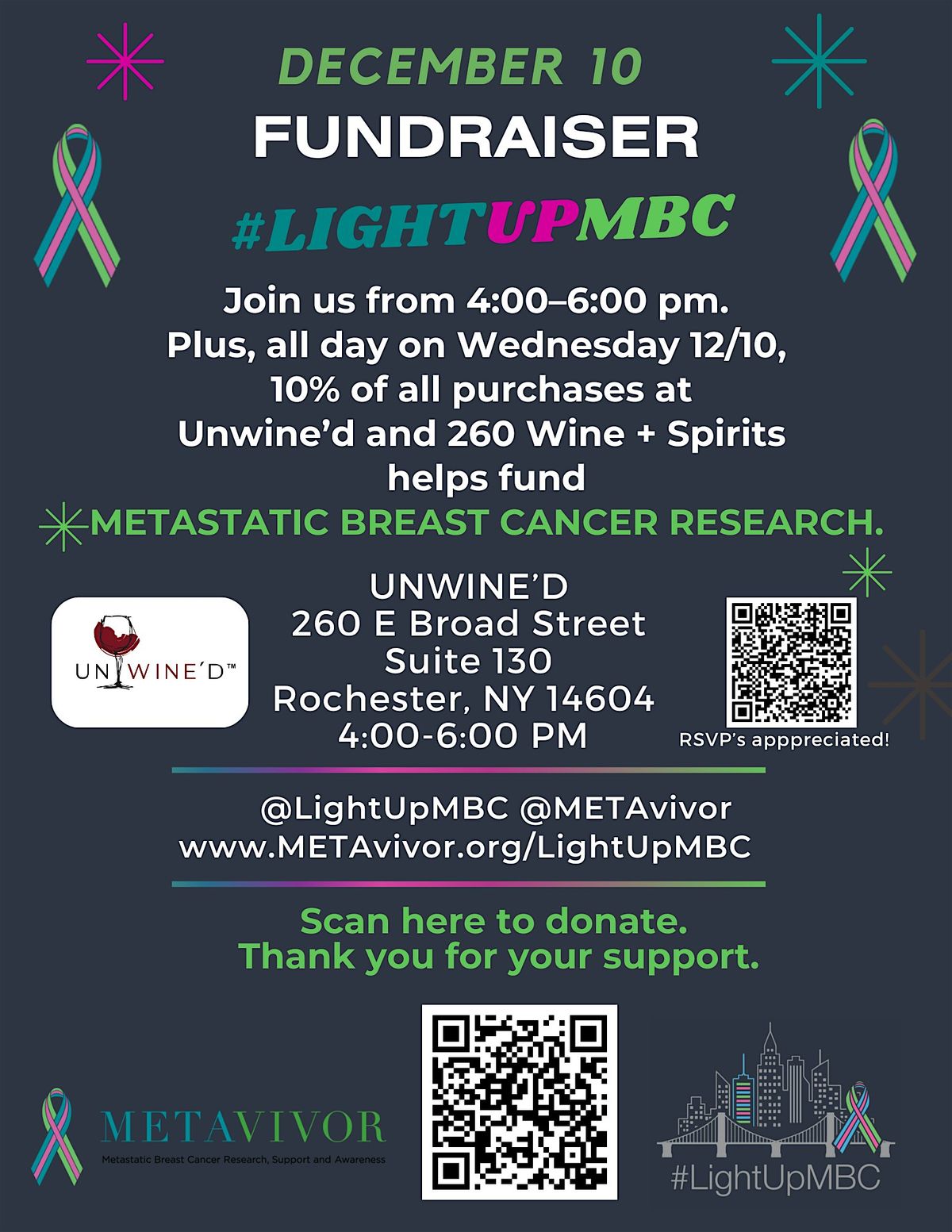 #LightUpMBC with METAvivor and Unwine'd