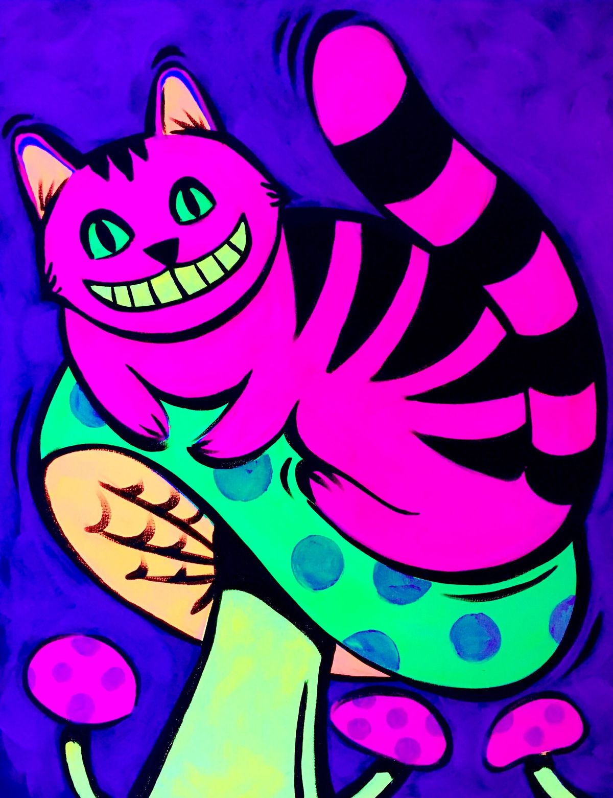 Neon Paint and Wine Night in Hamilton - Cheshire Cat