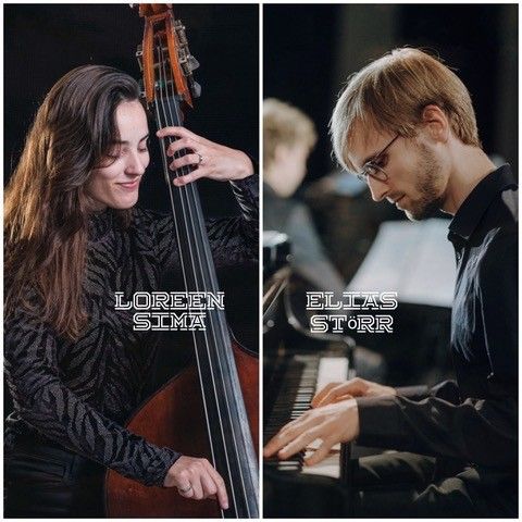 Montagsjazz im Cafe Saite: Loreen Sima (Bass, Gesang) und Elias St\u00f6rr (Klavier) 