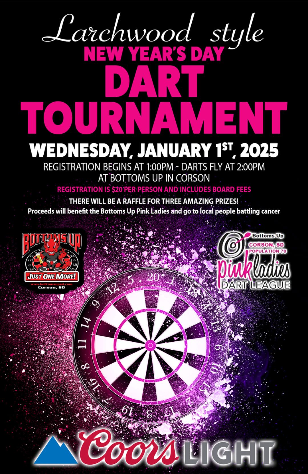 Bottoms Up Pink Ladies New Year's Day Dart Tournament