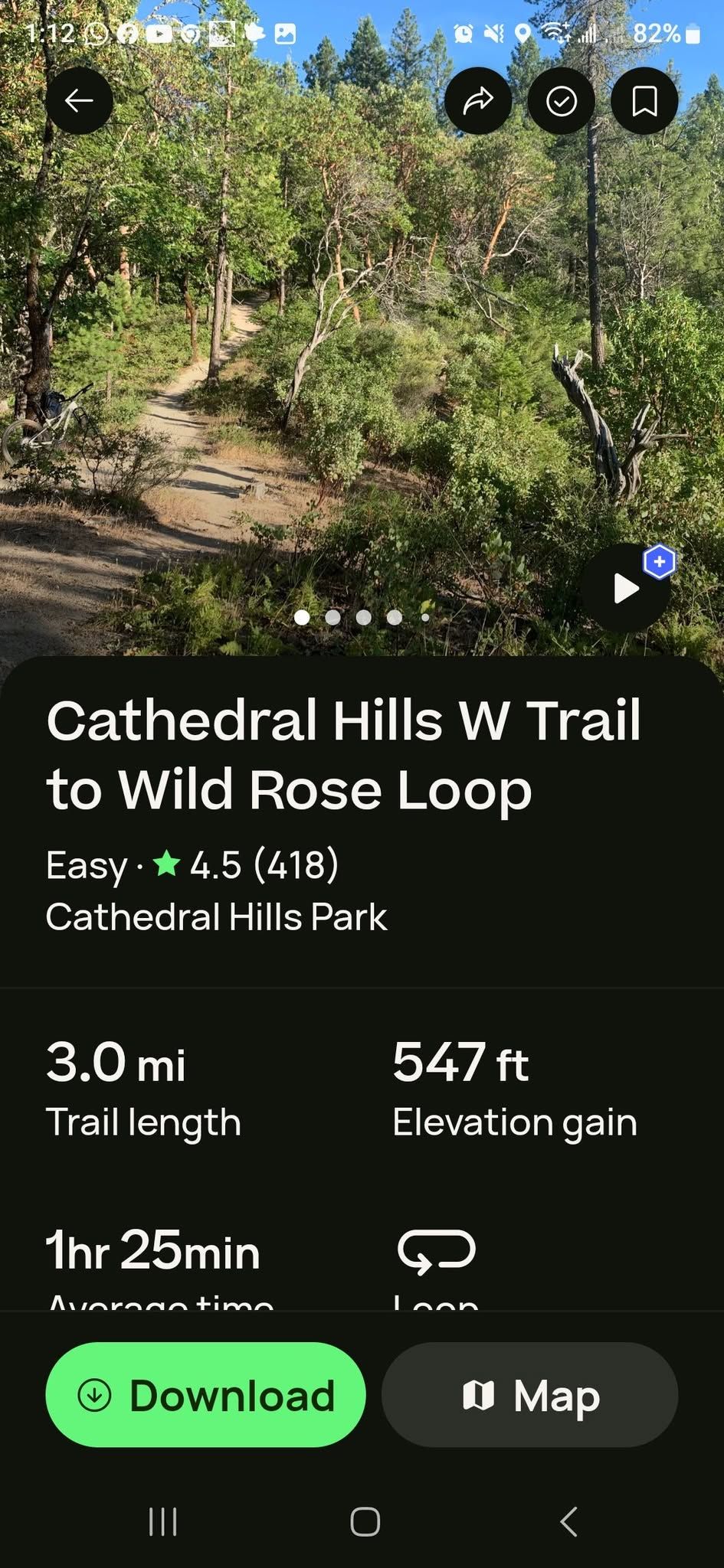 Cathedral Hill W Trail to Wild Rose Loop