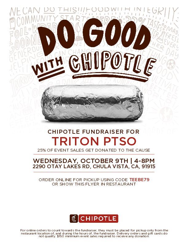 Chipotle Fundraiser for Triton PTSO