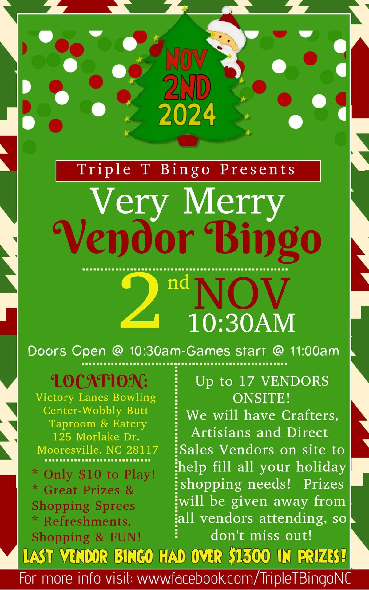 Very Merry Vendor Bingo hosted by Triple T Bingo