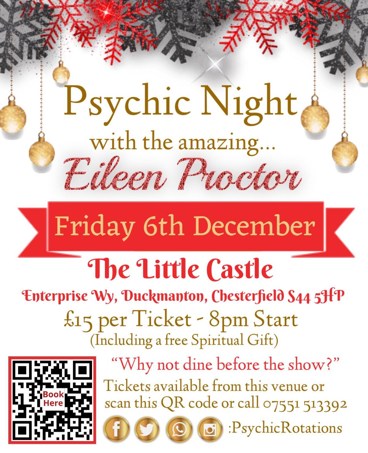 The Little Castle (Chesterfield) Psychic Night with Eileen Proctor (Free Gift)