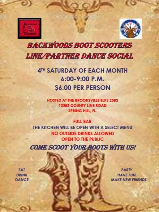 Backwoods Boot Scooter Line\/Partner Dance Social