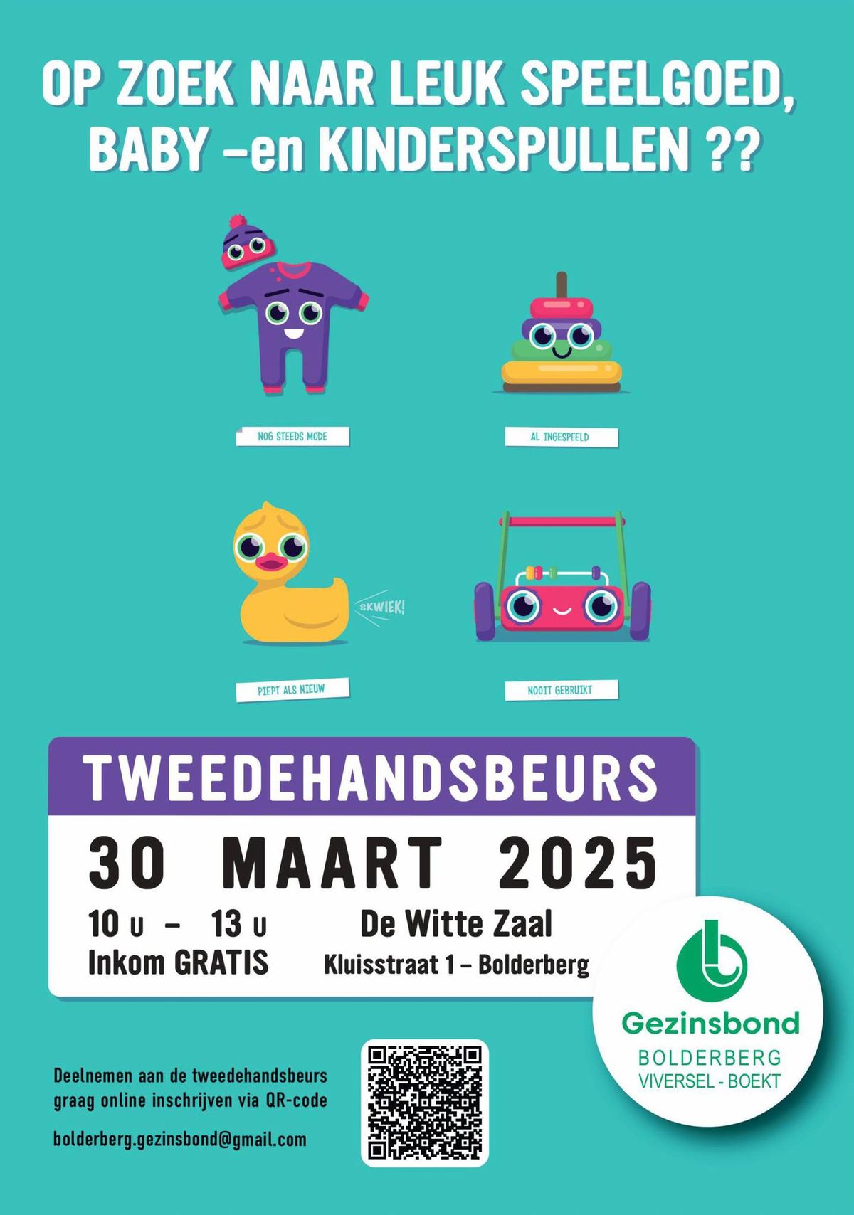 Tweedehandsbeurs voor baby- en kinderspullen