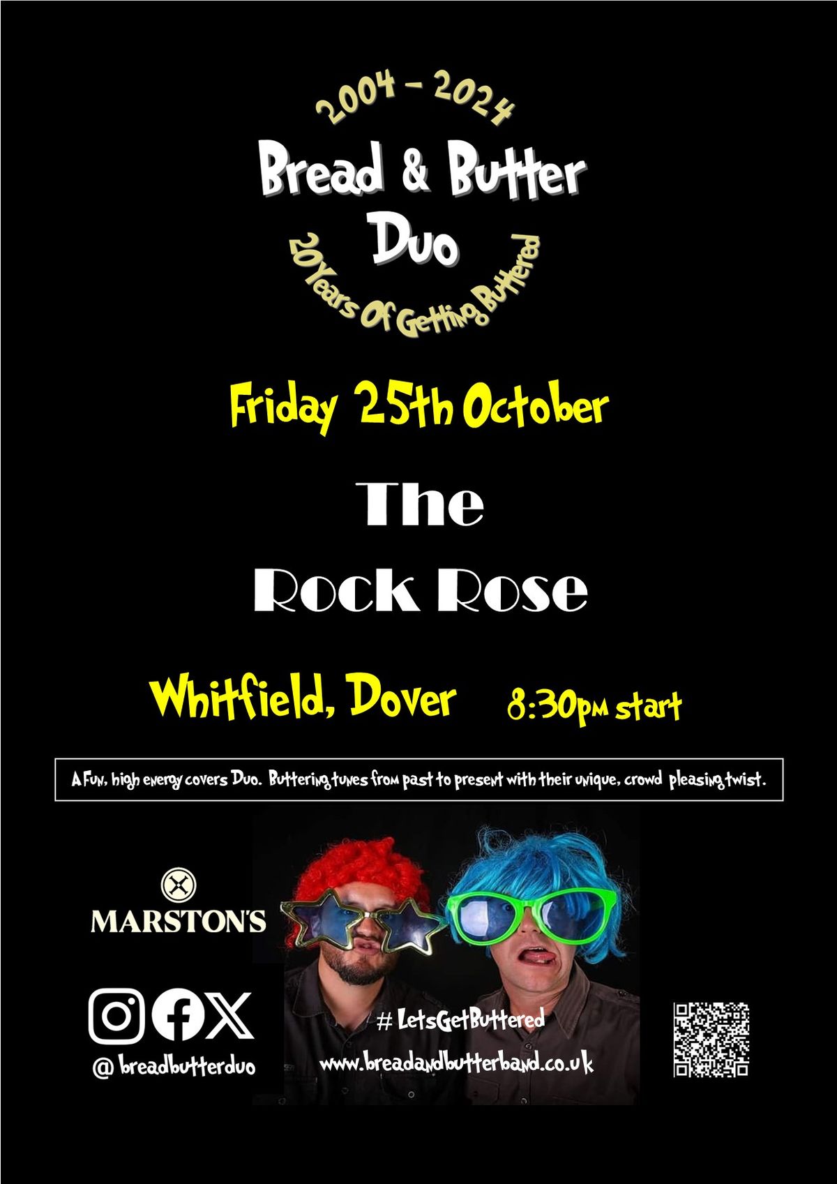 Bread & Butter Duo - The Rock Rose Whitfield, Dover 8:30pm start