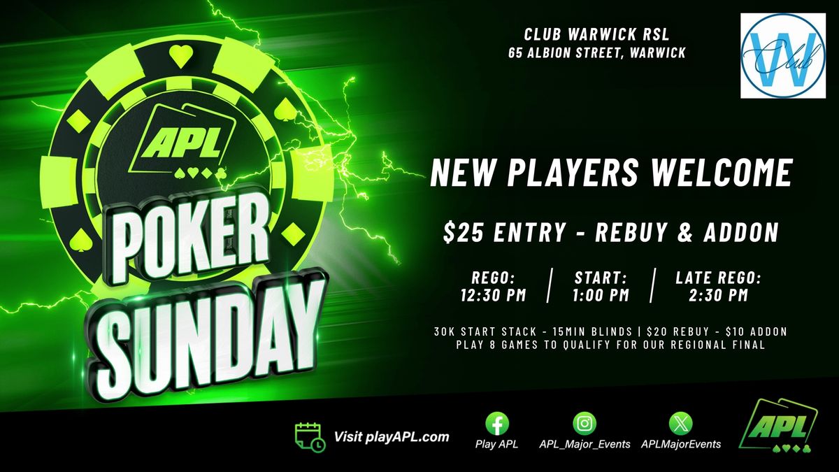 Sunday Poker @ Club Warwick RSL