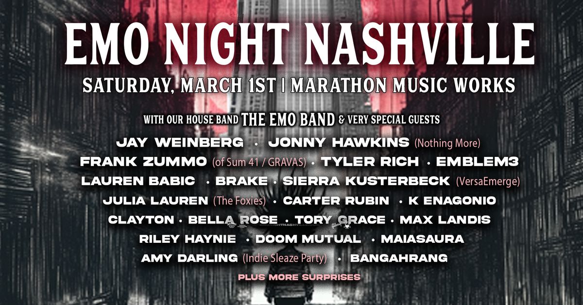 Emo Night Nashville w\/ The Emo Band, Jonny Hawkins, Jay Weinberg, Frank Zummo & more!