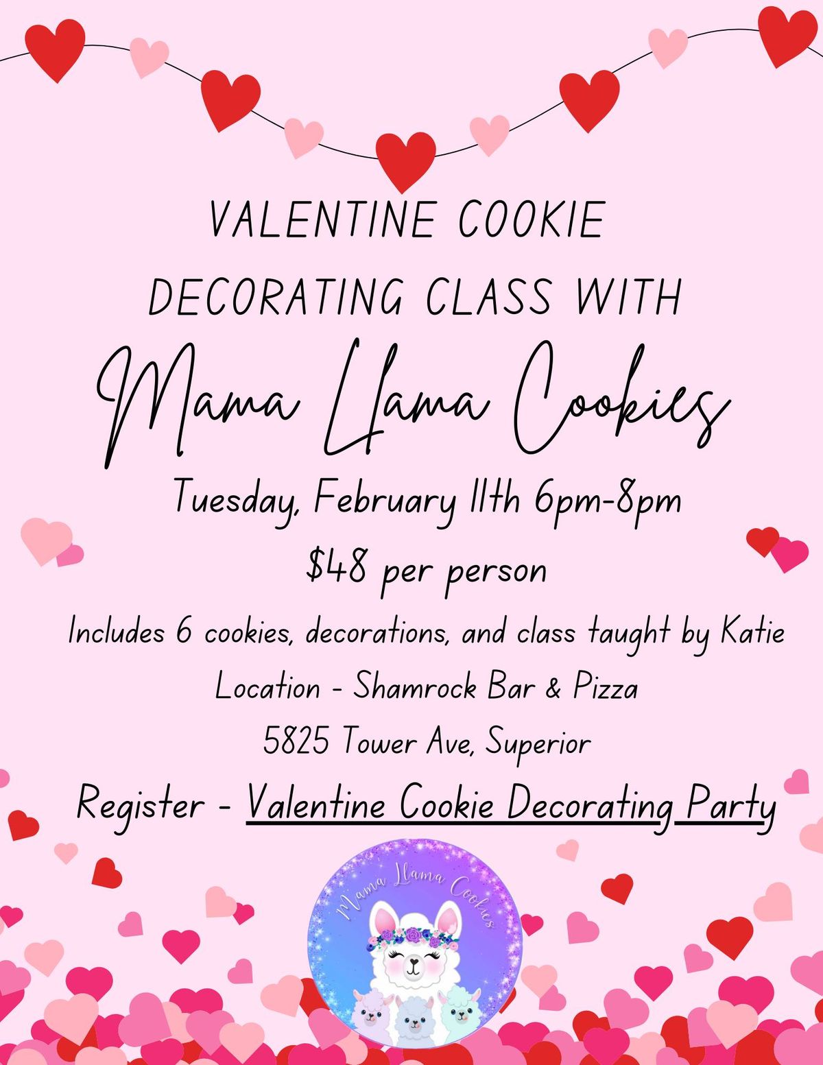 Valentine Cookie Decorating Class with Mama Llama Cookies