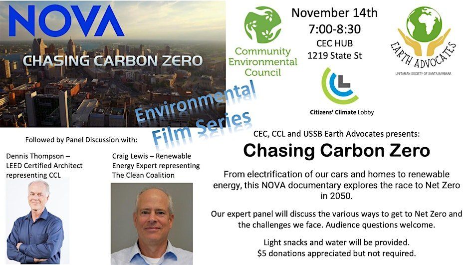 Environmental Allies Gathering & Climate Film Screening: Chasing Carbon Zero \u2014 Community Environmental Council