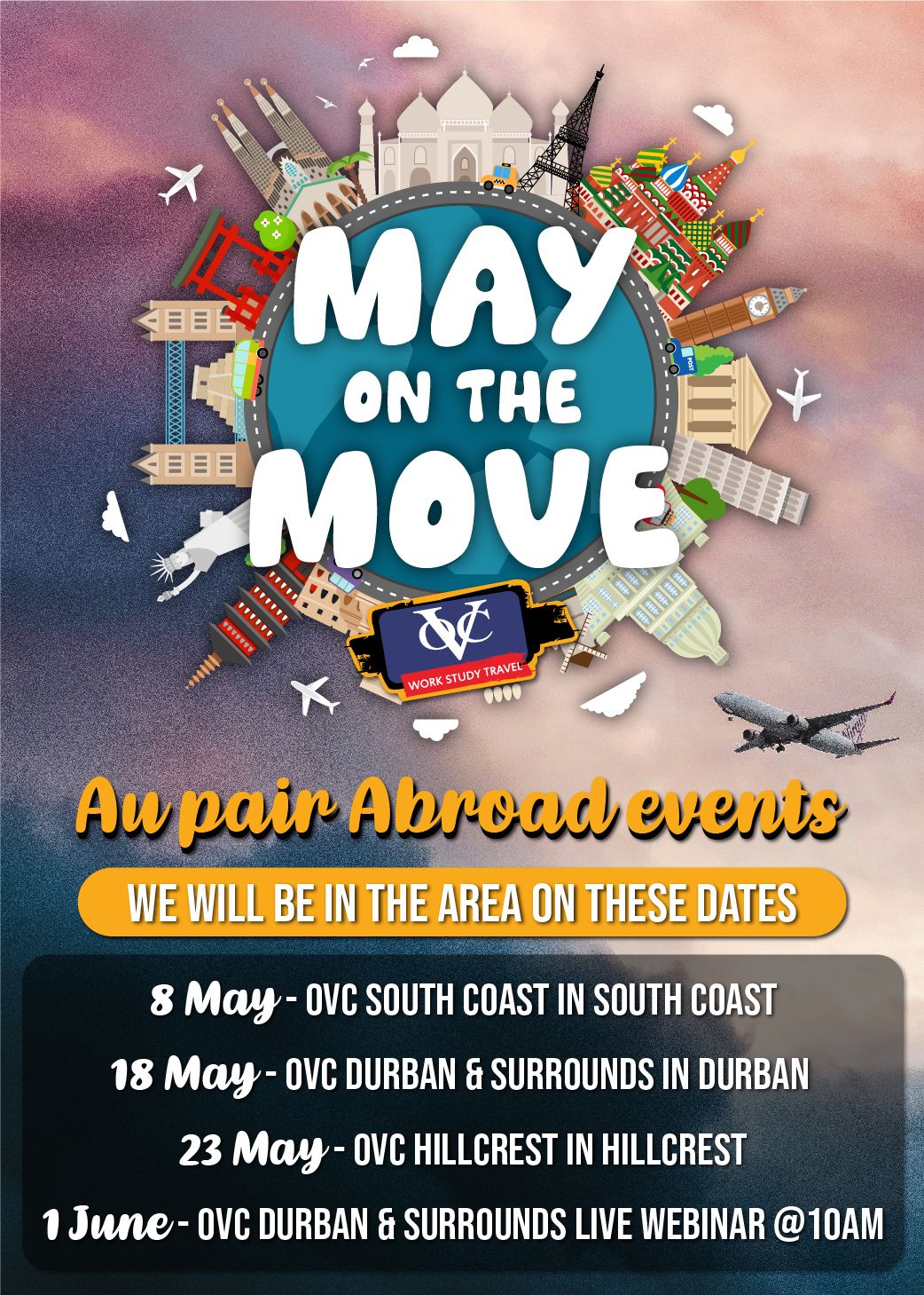May on the Move - Join OVC Durban to find out more about Aupairing in the US and Europe