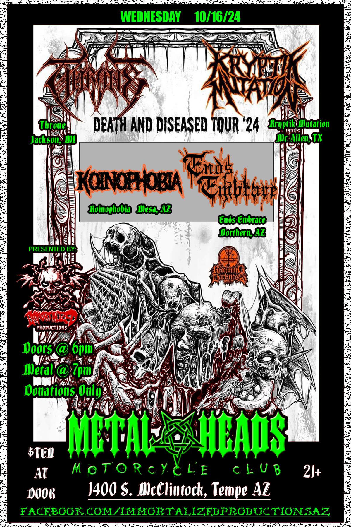 Throne(MI) & Kryptik Mutation(TX) Death and Diseased Tour '24 in Tempe!