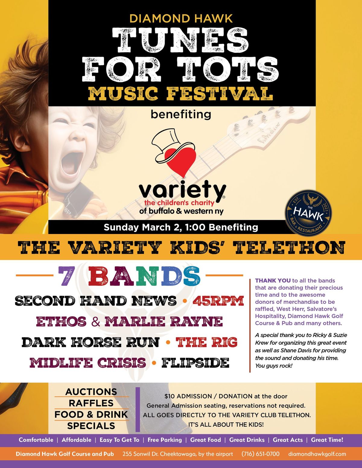 Tunes for Tots Music Festival Variety Club Event with 7 Bands!