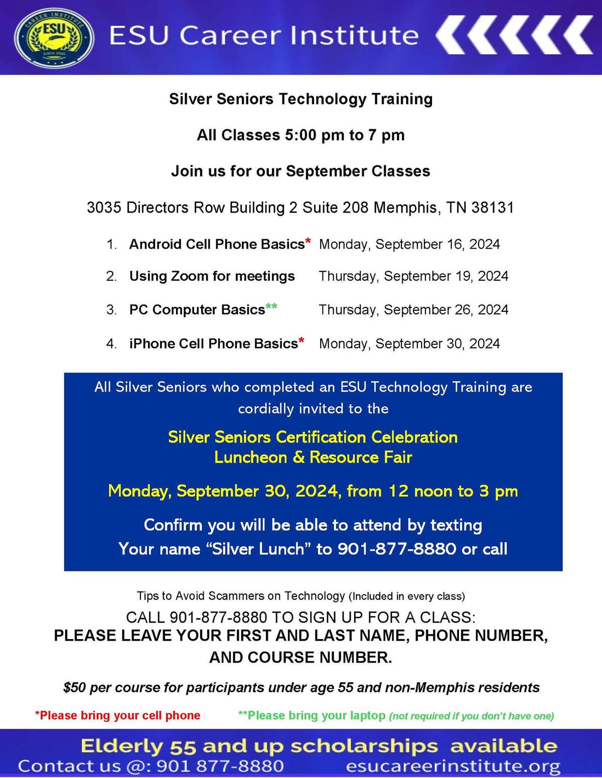 Silver Seniors Cell Phone and Technology Classes