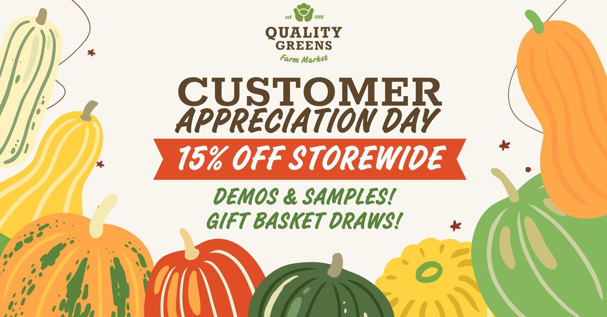 Customer Appreciation Day - 15% off storewide!