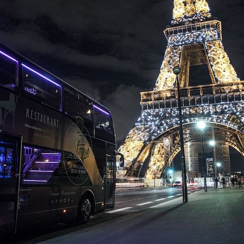 Bus Toqu\u00e9 Paris: le Champs-Elys\u00e9es: Visite avec d\u00eener bistronomique \u00e0 3 plats