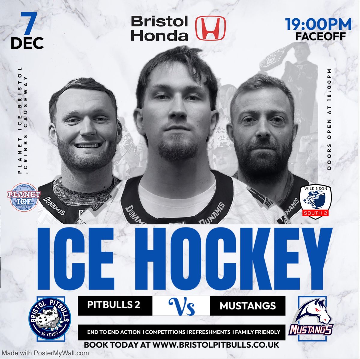 Bristol Honda Pitbulls 2 v Invicta Mustangs 19:00pm