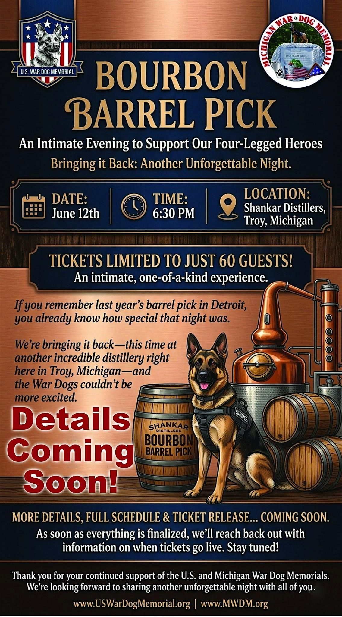 Michigan War Dog Memorial Bourbon Pick