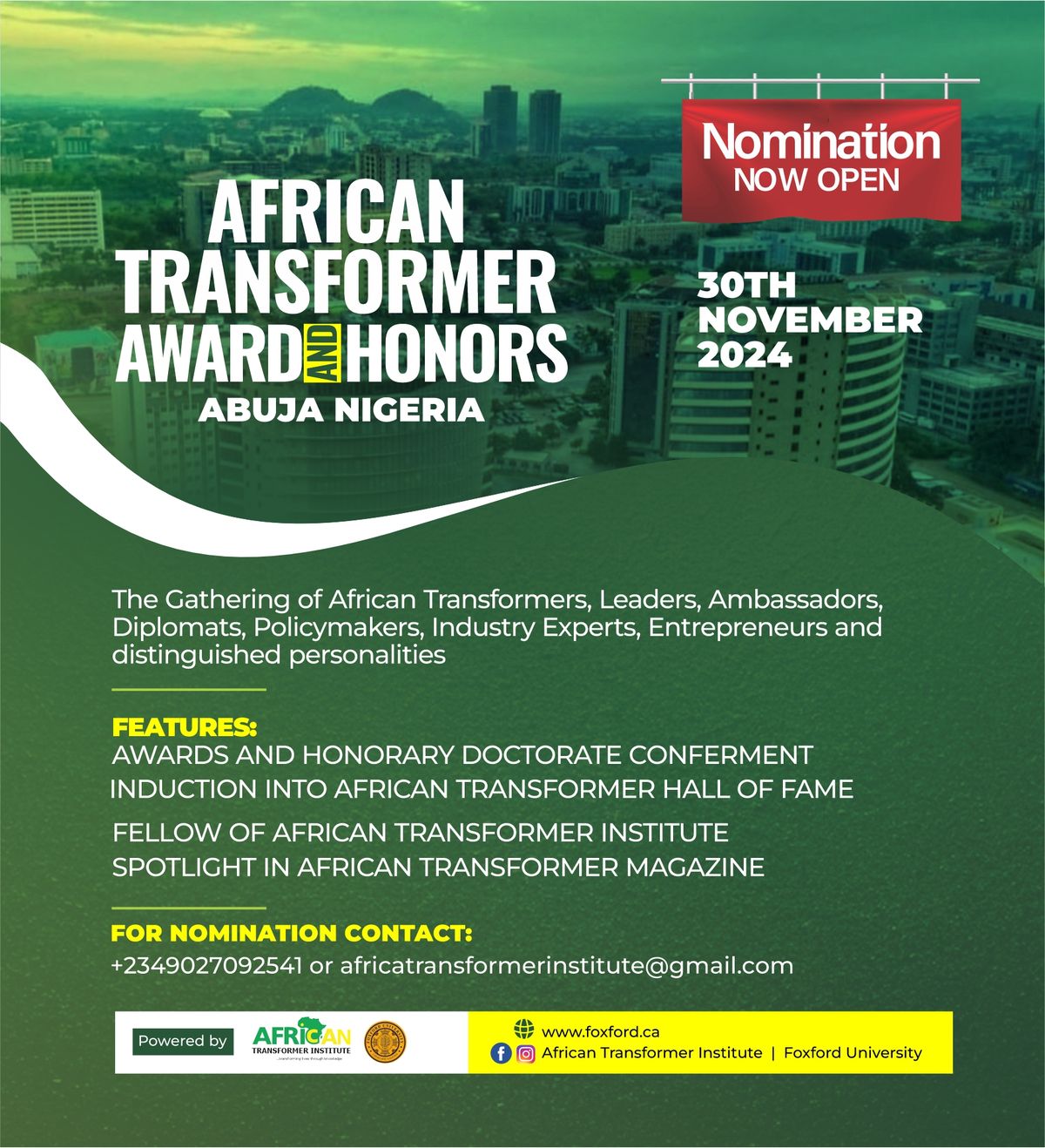 African Transformer Award and Honors