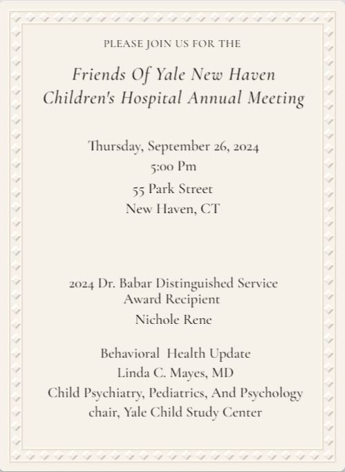 Friends of Yale New Haven Children\u2019s Hospital Annual Meeting