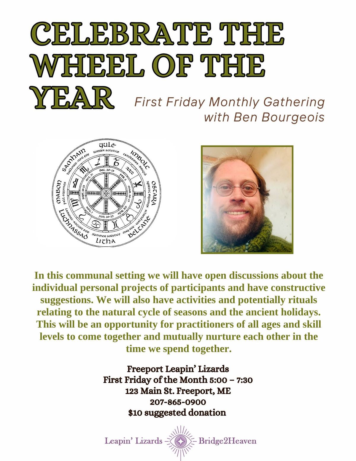 Wheel of the Year, First Friday Monthly Gathering with Ben Bourgeois