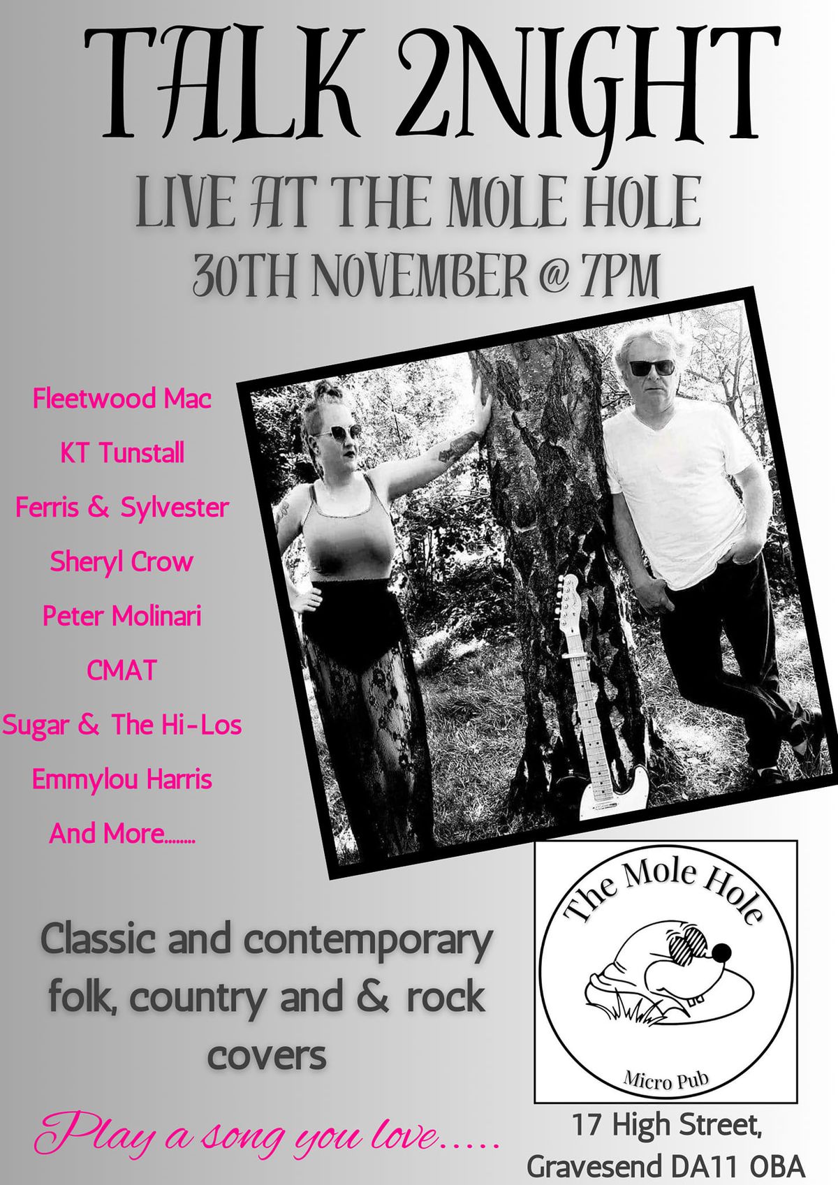 Talk 2night LIVE at The Mole Hole