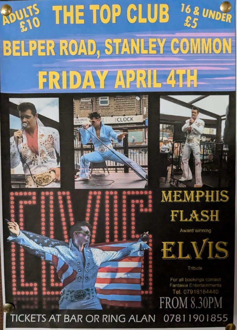 ELVIS - Memphis flash - *Ticketed event* Adults \u00a310 - under 16s \u00a35