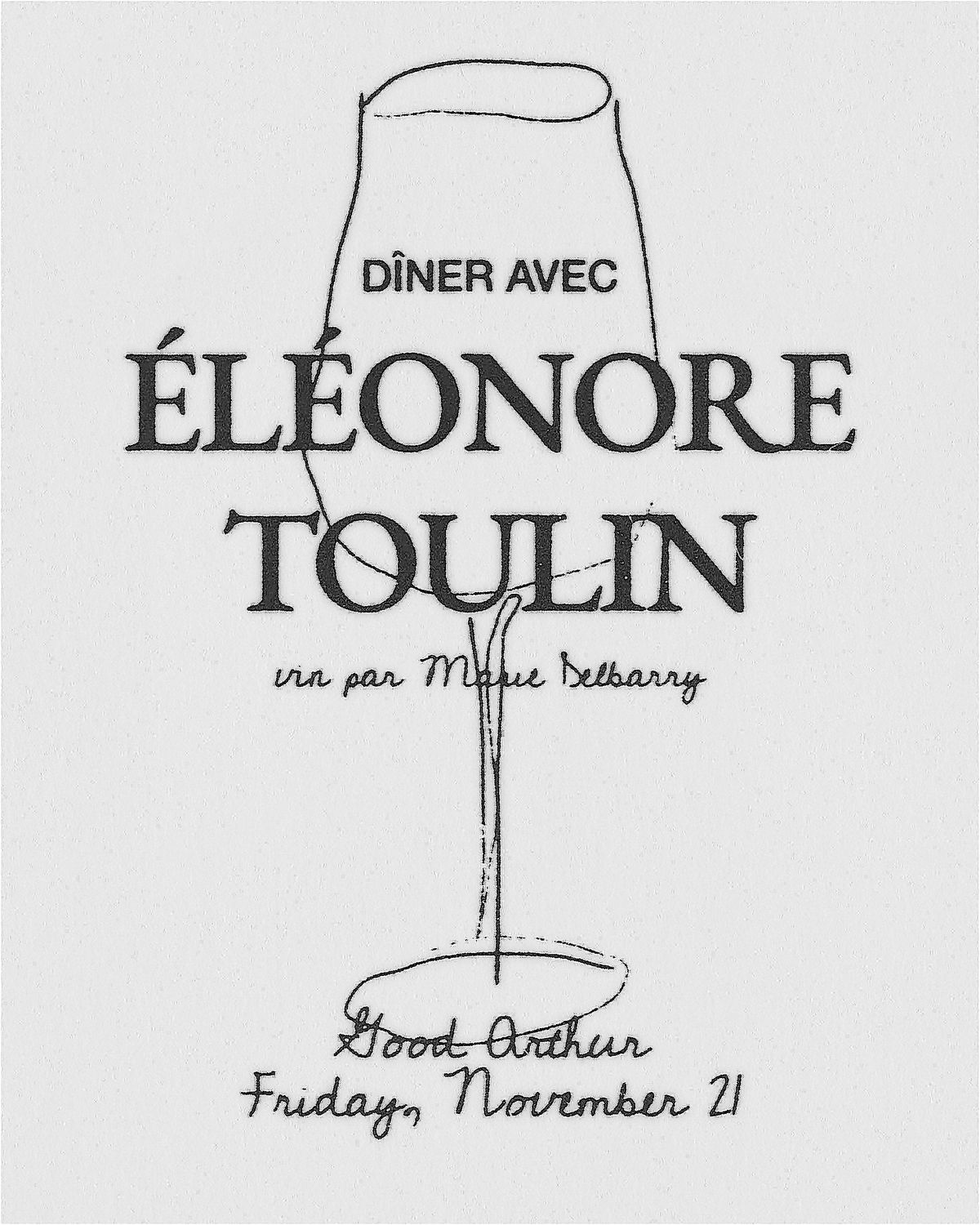 D\u00eener avec \u00c9l\u00e9onore Toulin vin par Marie Delbarry