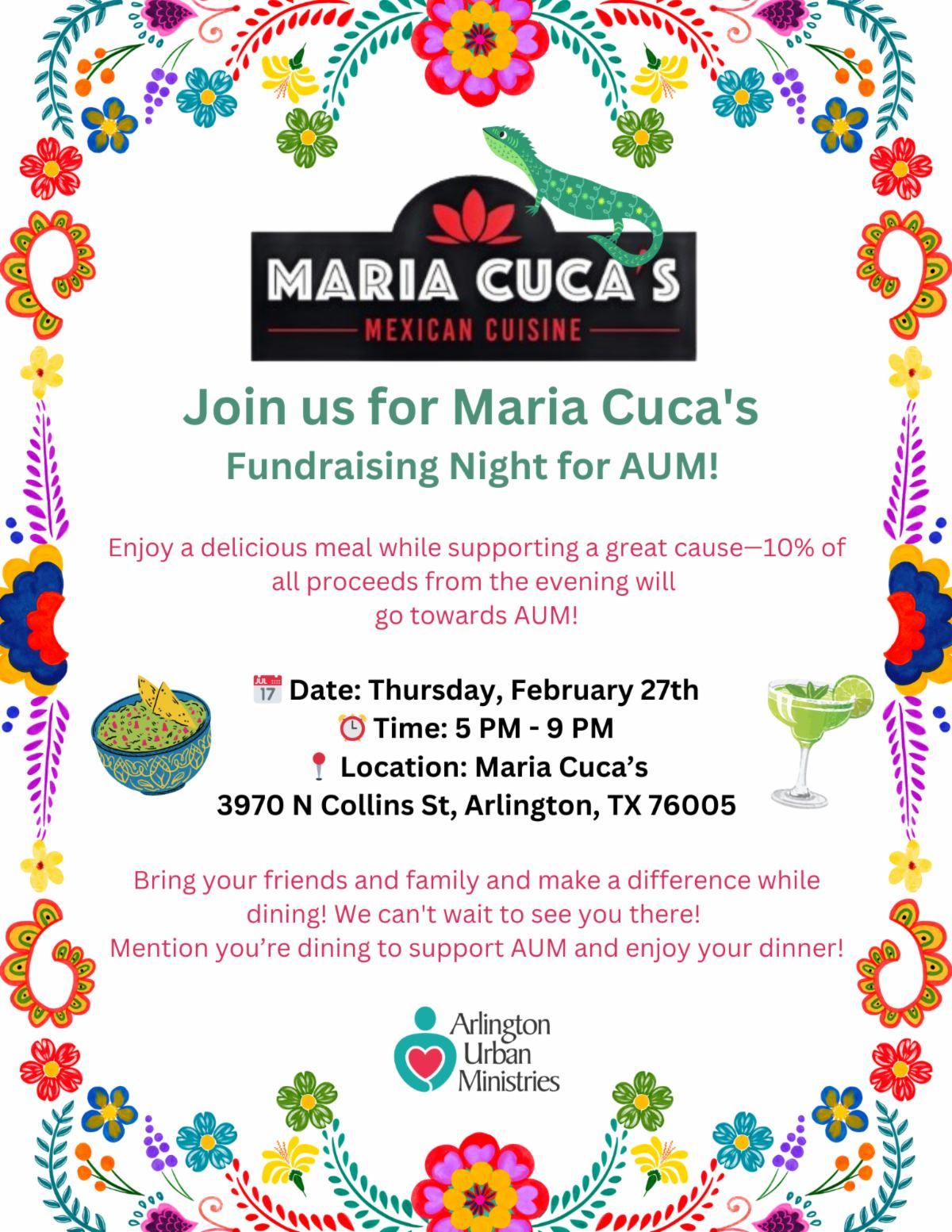 Arlington Urban Ministries Fundraiser at Maria Cuca's