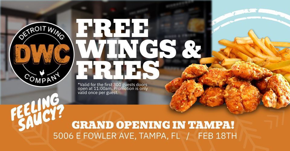 Detroit Wing Co GRAND OPENING IN TAMPA!, 5006 E Fowler Ave, Tampa, FL