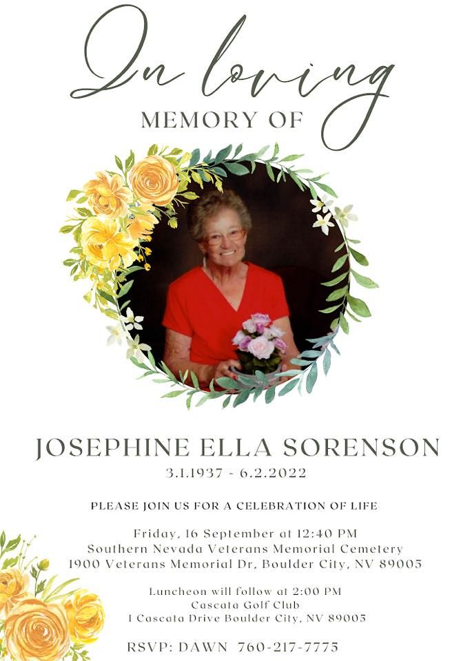 Josephine Ella Sorenson Memorial Service