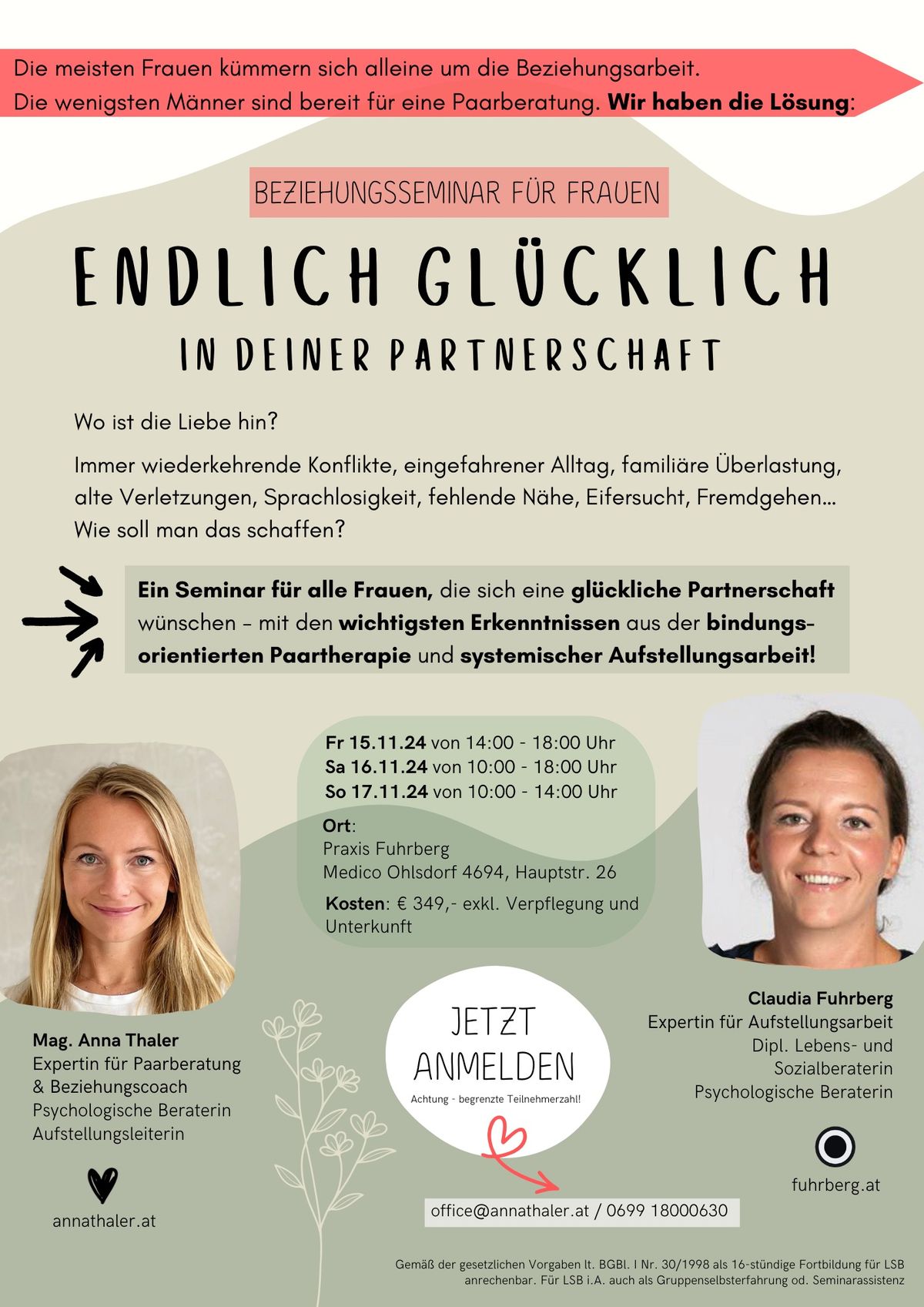 Endlich gl\u00fccklich in deiner Partnerschaft - Beziehungsseminar f\u00fcr Frauen