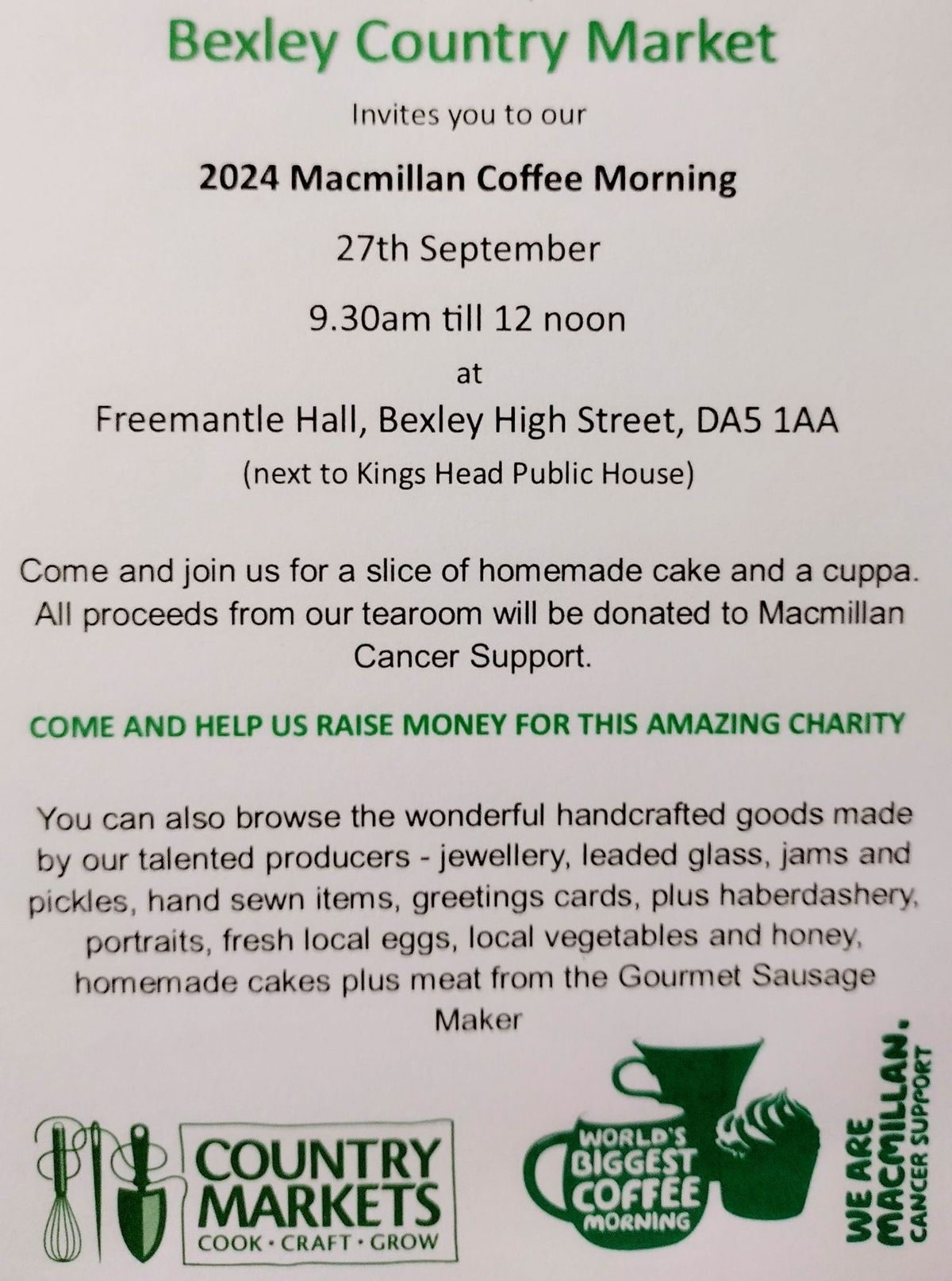 Macmillan Coffee morning 