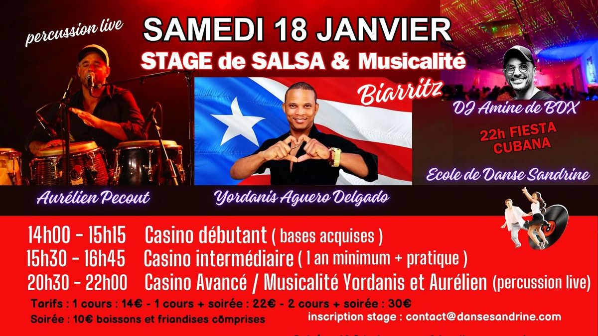 STAGE de SALSA CUBANA avec Yordanis & Aur\u00e9lien P\u00e9cout & FIESTA CUBANA DJ Amine de BDX