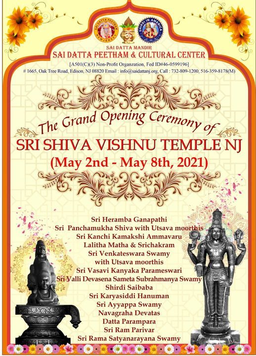 The Grand Opening of Sri Shiva Vishnu Temple NJ