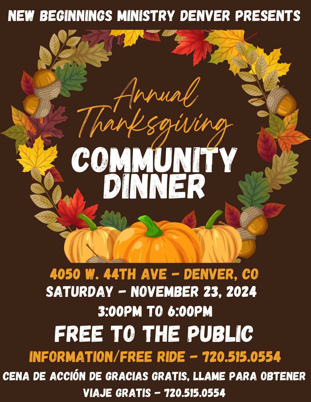 Join us for a FREE Thanksgiving Dinner!