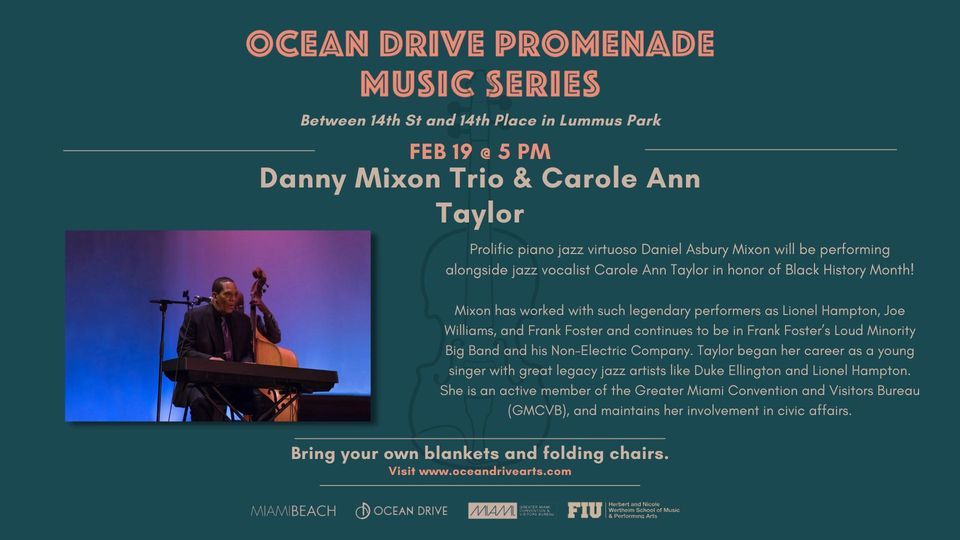 Ocean Drive Promenade Music Series - Danny Mixon Trio with Carole Ann Taylor