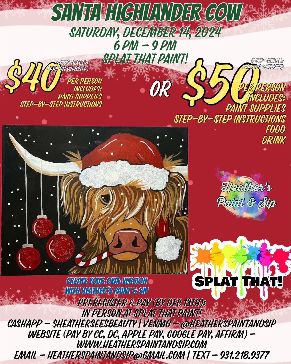 Santa Highlander Cow Painting Class