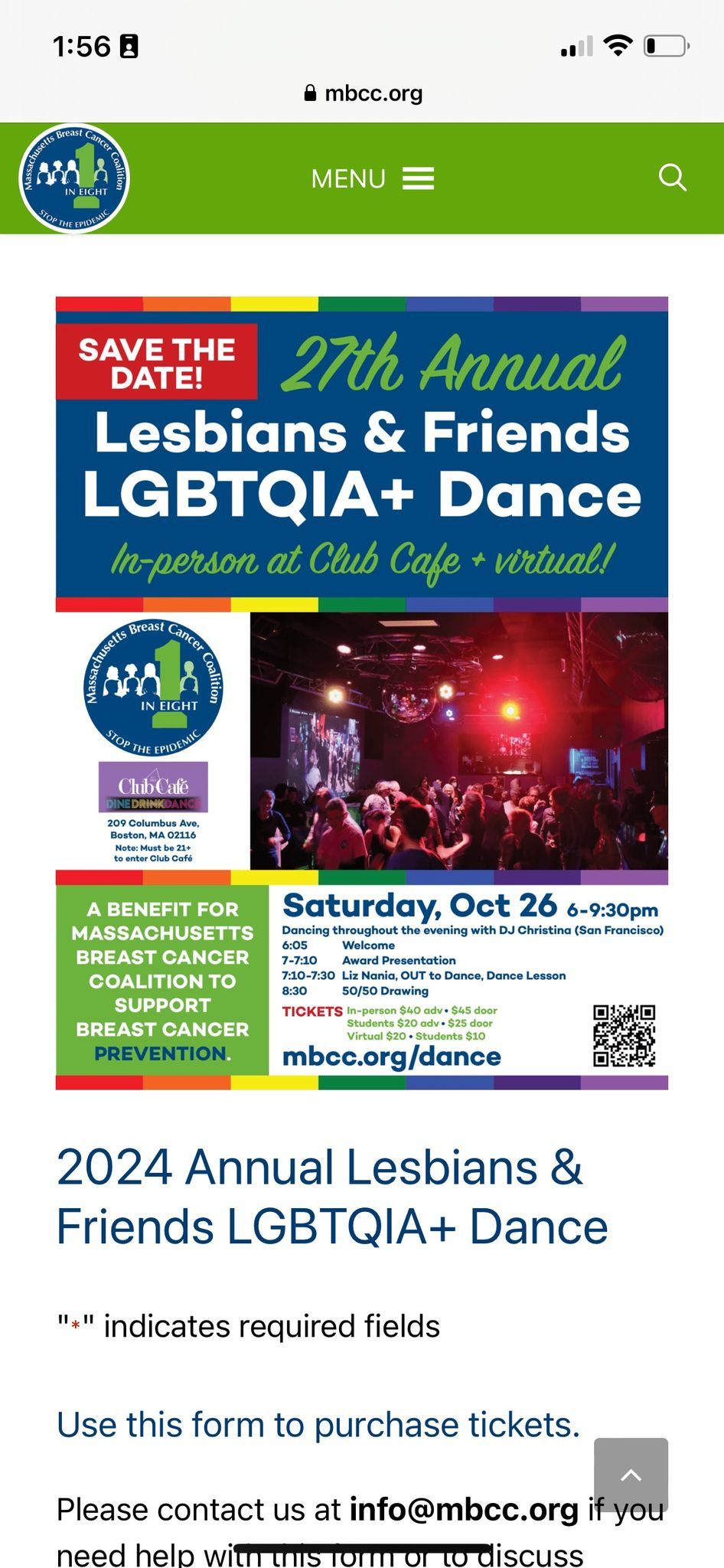 Lesbians & Friends dance to support MA Breast Cancer Coalition (In Person OR virtual) 