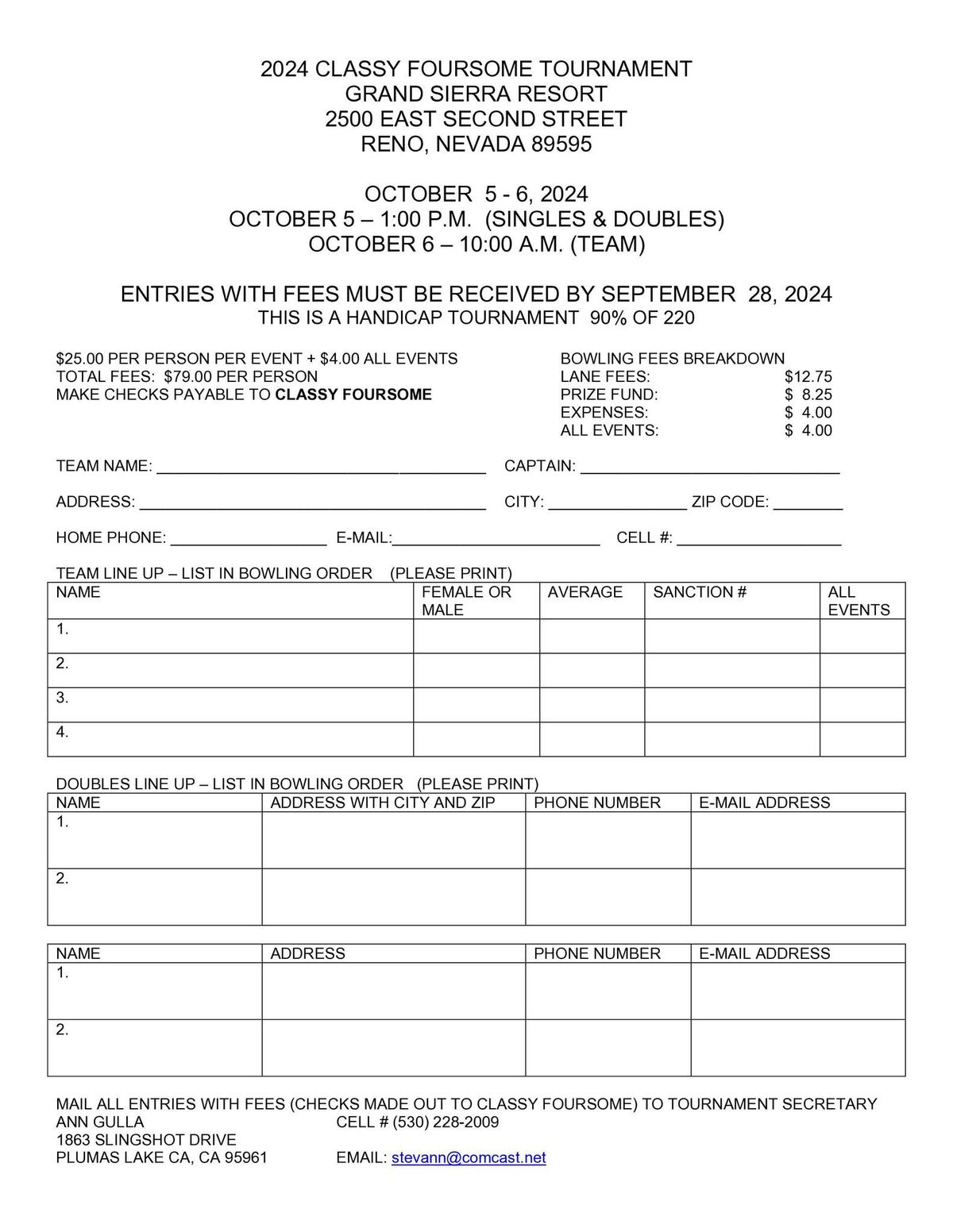 OCTOBER 5 - 6, 2024 2024 CLASSY FOURSOME TOURNAMENT at GSR