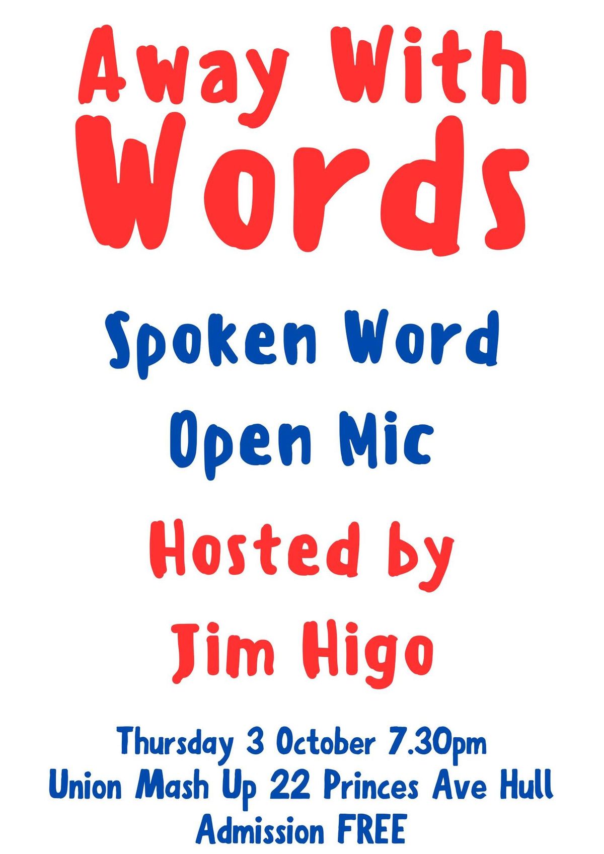 Away With Words Spoken Word Open Mic - National Poetry Day Special