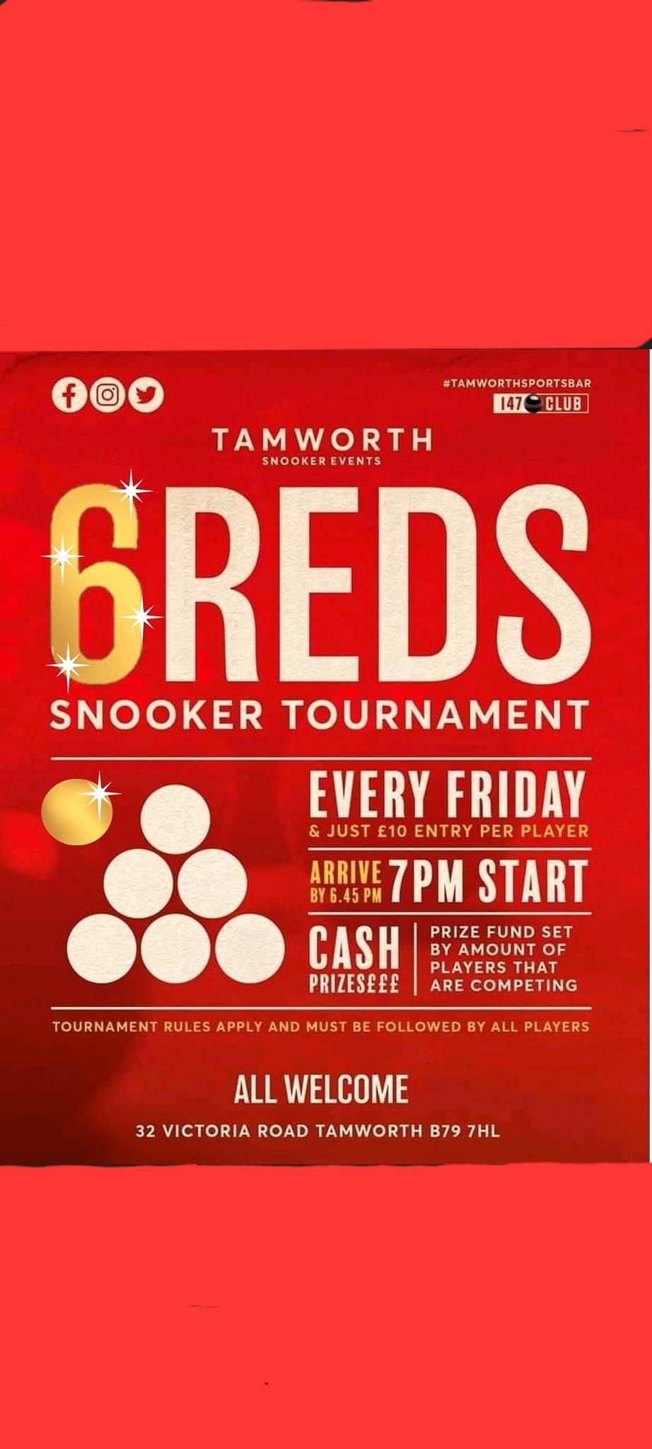 Tamworth Sports Bar 6Reds Golden Ball 