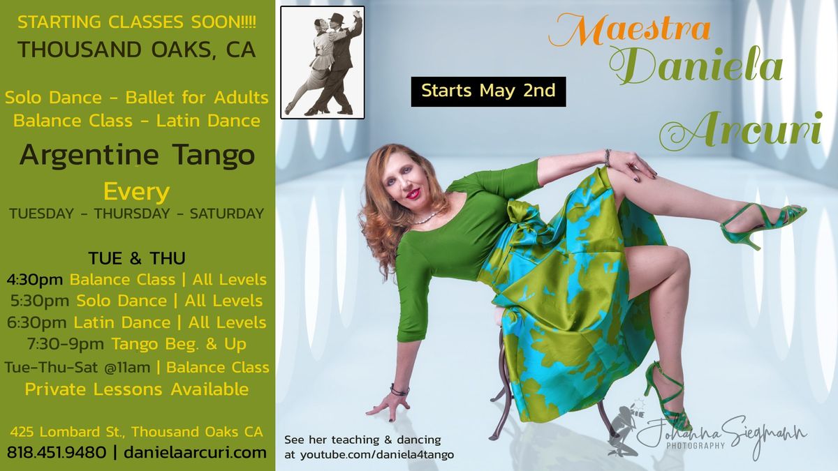 Argentine Tango Dance Classes in Thousand Oaks, CA| w\/Maestra Arcuri | EVERY TUE, THU & SAT.